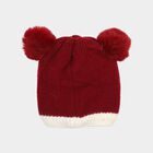 Girls' Maroon Fox Motif Beanie Cap, Wine, small