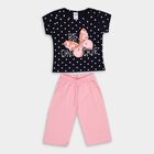 Girls' 100% Cotton Capri Set, नेवी ब्लू, small image number null