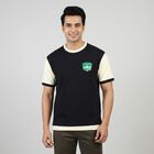 Men's Navy Blue Round Neck Casual T-Shirt, Navy Blue, small