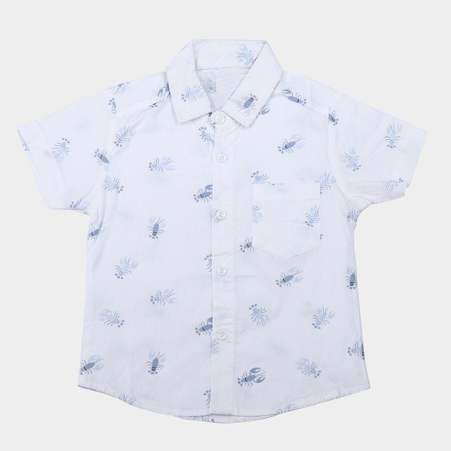 Boys White Cotton Regular Fit Casual Shirt, White, large