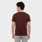 Men's Wine Round Neck Regular Printed T-Shirt, Wine, small