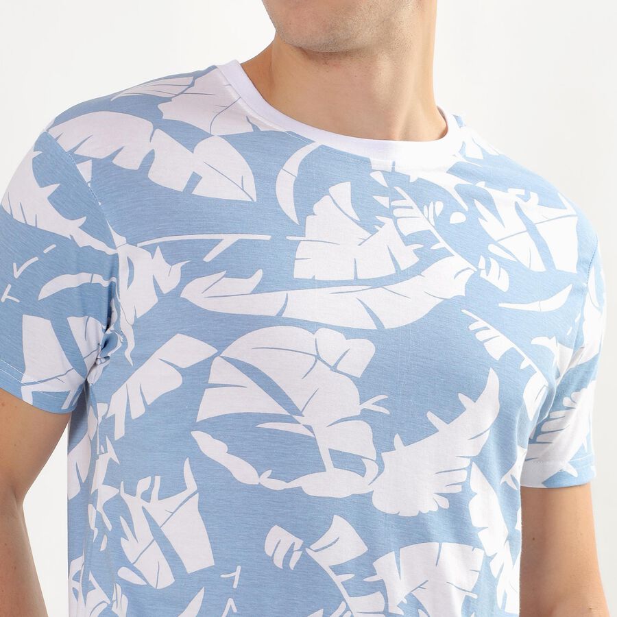 Men's Light Powder Blue Cotton Round Neck T-Shirt, Light Blue, large image number null