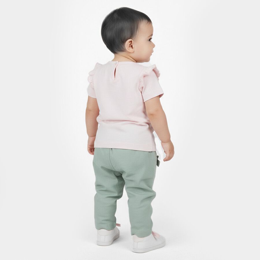 Infants Pink Cotton Graphic Top and Green Capri Set, Light Pink, large