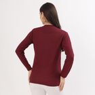 Women's Rich Burgundy Round Neck Casual Cardigan, वाइन, small image number null