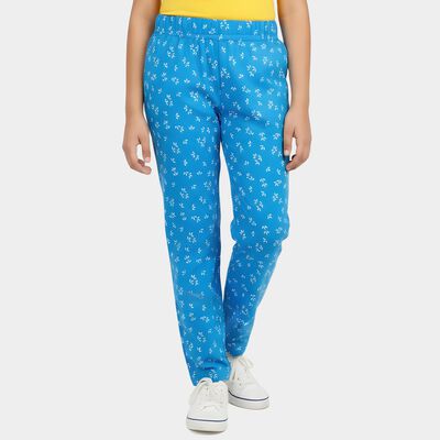 Girls Blue Regular Fit Printed Lounge Pyjama