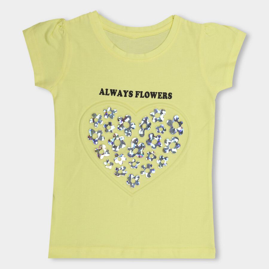 Girls' 100% Cotton T-Shirt , Yellow, large image number null