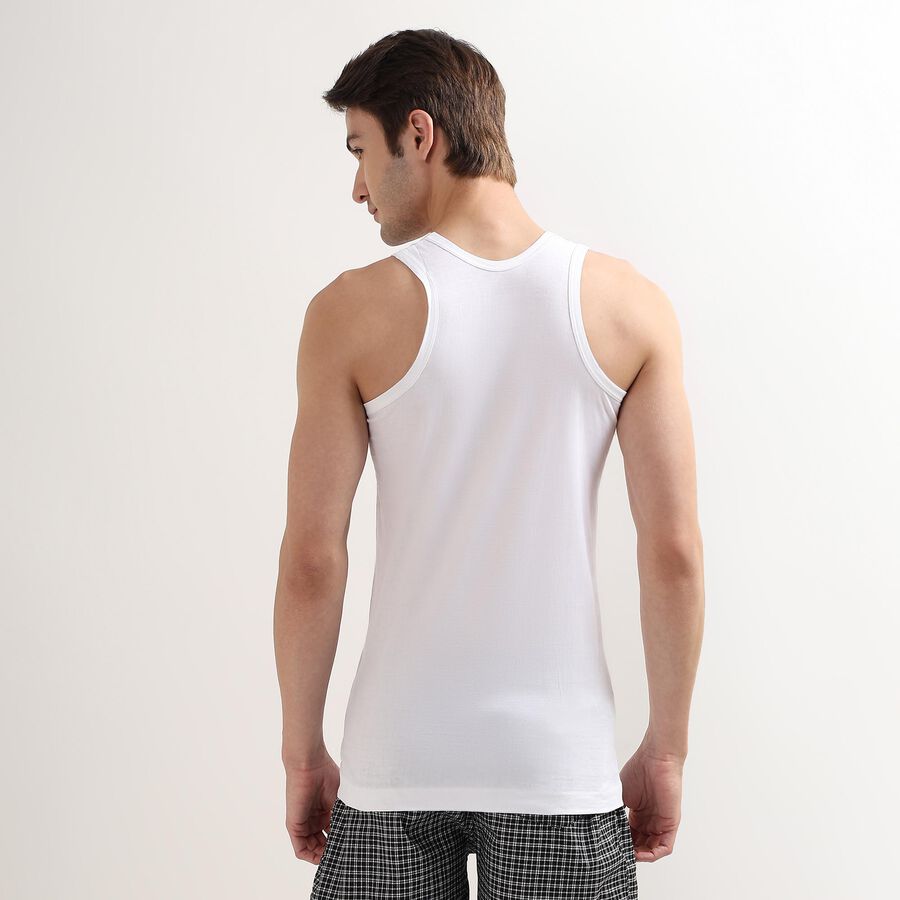 Men's 100% Cotton Basic Vest, White, large image number null