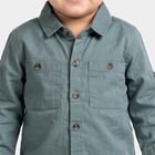 Infants Teal Blue Cotton Collared Utility Shirt, Teal Blue, small
