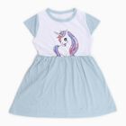 Girls' Pastel Blue and White Unicorn Printed Casual Frock, Light Blue, small image number null