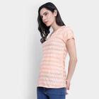 All Over Print Short Sleeves Kurti, Peach, small image number null