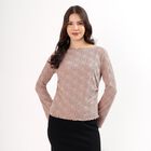 Women's Muted Beige Boat Neck Romantic Top, Beige, small