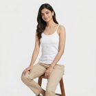 Women's White Cotton Blend Scoop Neck Camisole Slip, सफ़ेद, small