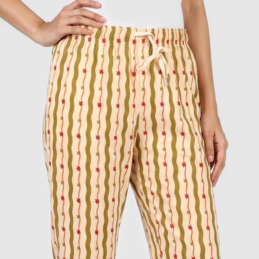 Women's Beige Relaxed Fit Solid Sleep Pyjama, गहरा पीला, large