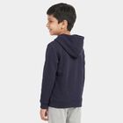 Boys' Navy Blue Hoodie Neck Graphic Sweatshirt, नेवी ब्लू, small
