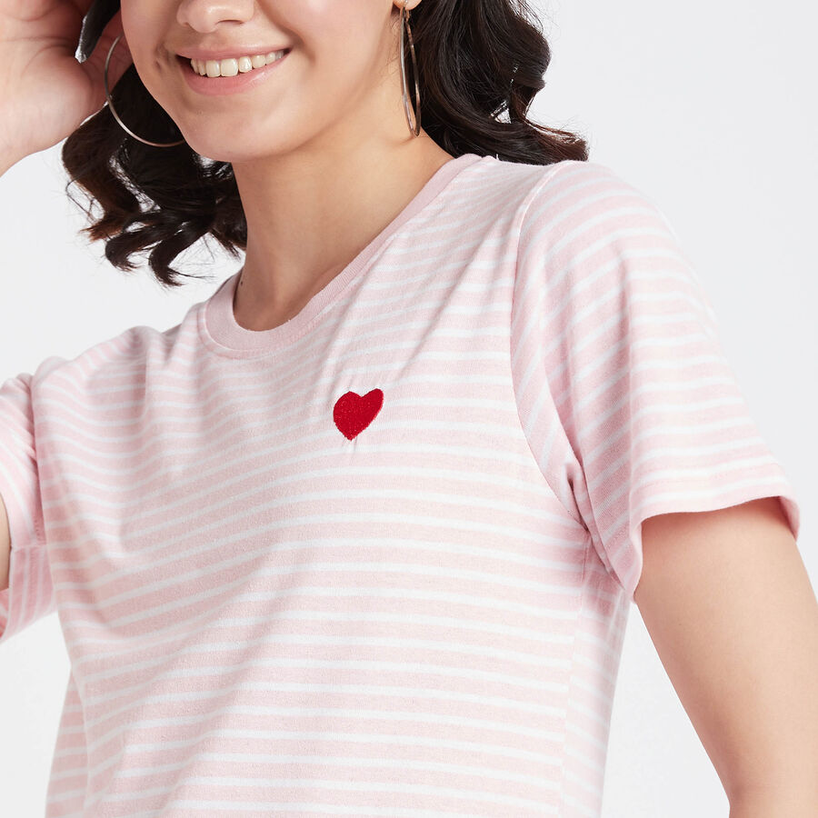 All Over Print Round Neck T-Shirt, हल्का गुलाबी, large image number null