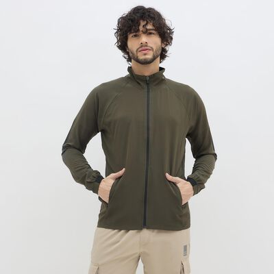 Men's Muted Olive Zip Athleisure Jacket