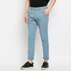 Men's100% Cotton Slim Fit Casual Trousers, Light Blue, small image number null