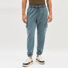Men's Washed Steel Blue Cargo Jogger, Mid Blue, small image number null