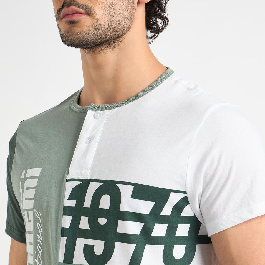 Men's Henley Half Sleeves T-Shirt , Light Green, large image number null