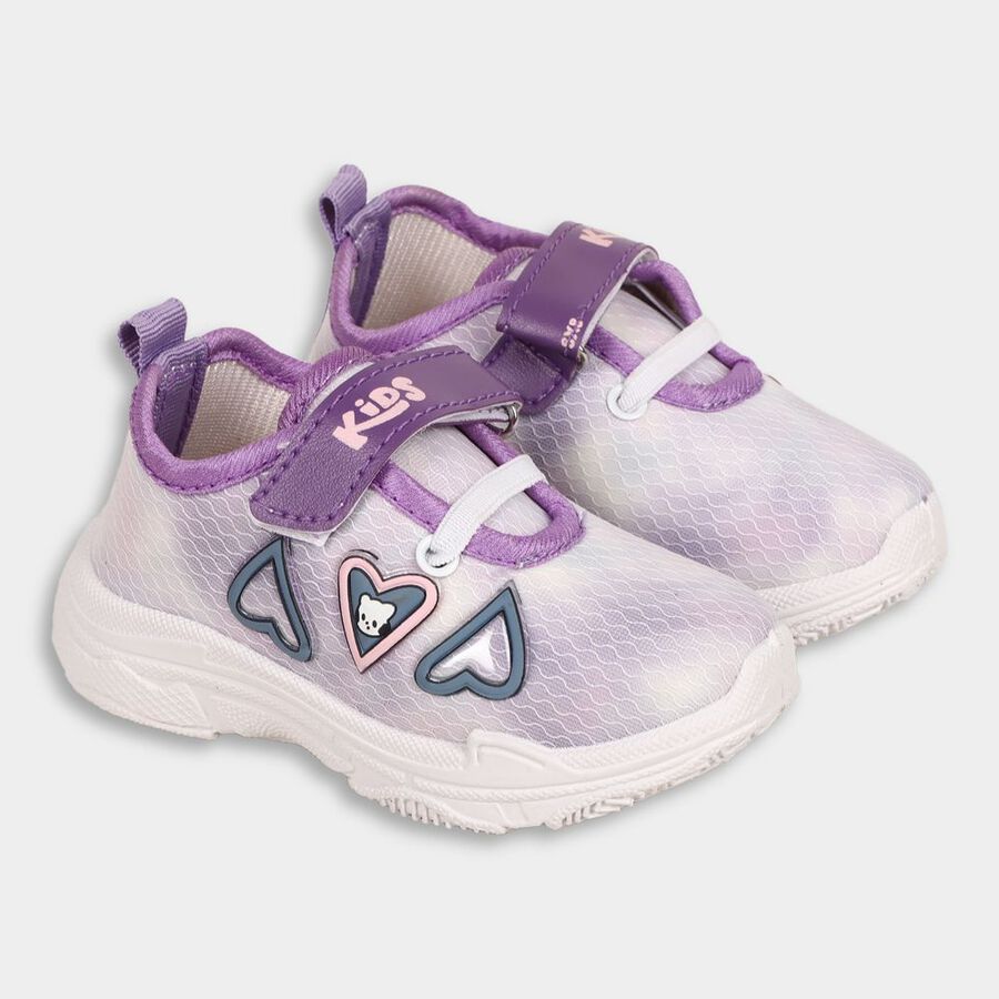 Girls Purple Velcro Strap Sneakers, Purple, large