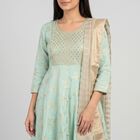 Women's Aqua Embroidered Ethnic Set, एक्वा, small