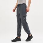 Men's Charcoal Grey Regular Fit Cargo Jogger, मध्यम नीला, small image number null