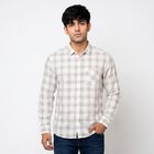 Men's Brown Cotton Checked Regular Fit Casual Shirt, Brown, small