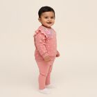 Infants Light Pink Cotton Crew Neck Ruffle Sleeve Sweatshirt, Light Pink, small image number null