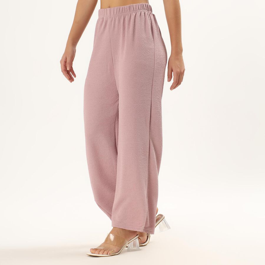 Women's Dusty Rose Balloon-Fit Textured Harem Pants, Pink, large