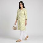 Women's Green Keyhole Neck Printed Straight Kurta, हल्का हरा, small