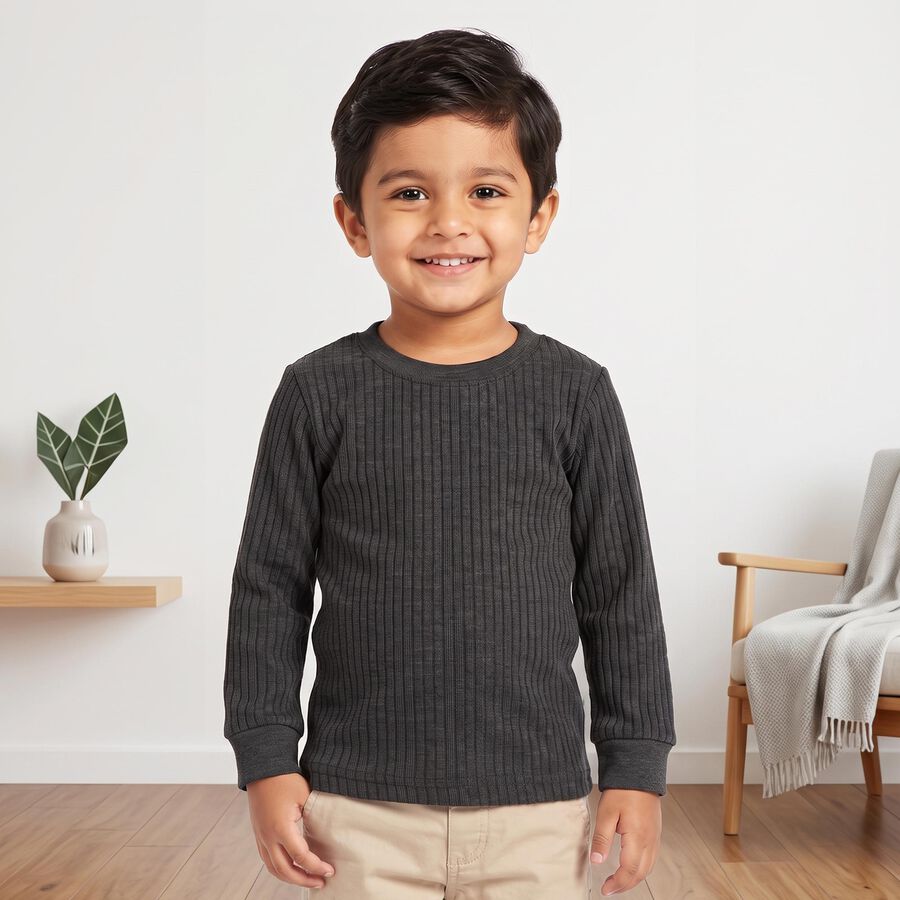 Boys Charcoal Long Sleeve Thermal, Charcoal, large