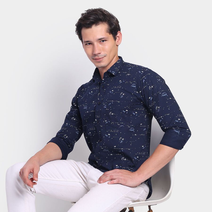 Men's Cotton Casual Shirt, नेवी ब्लू, large image number null