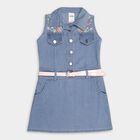 Girl's Embellished Straight Light Blue Frock, Light Blue, small image number null