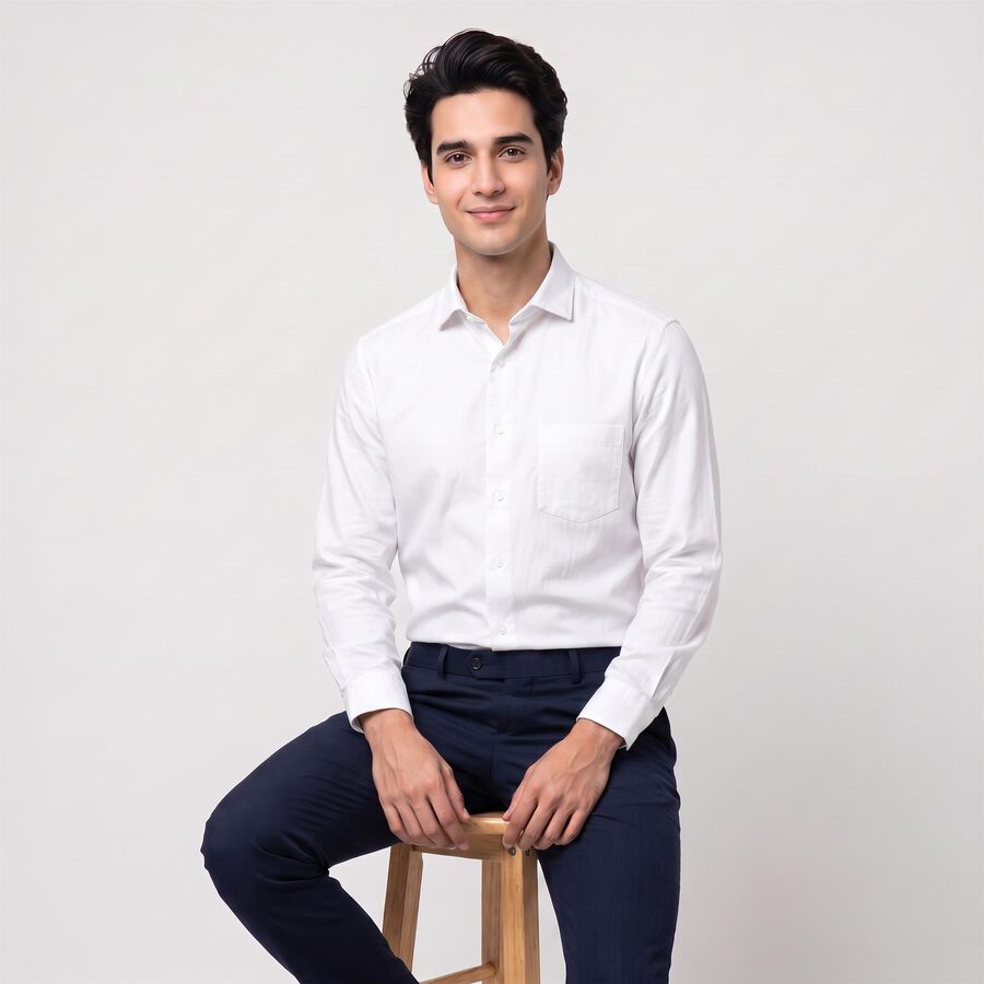 Men's White Formal Shirt, सफ़ेद, large