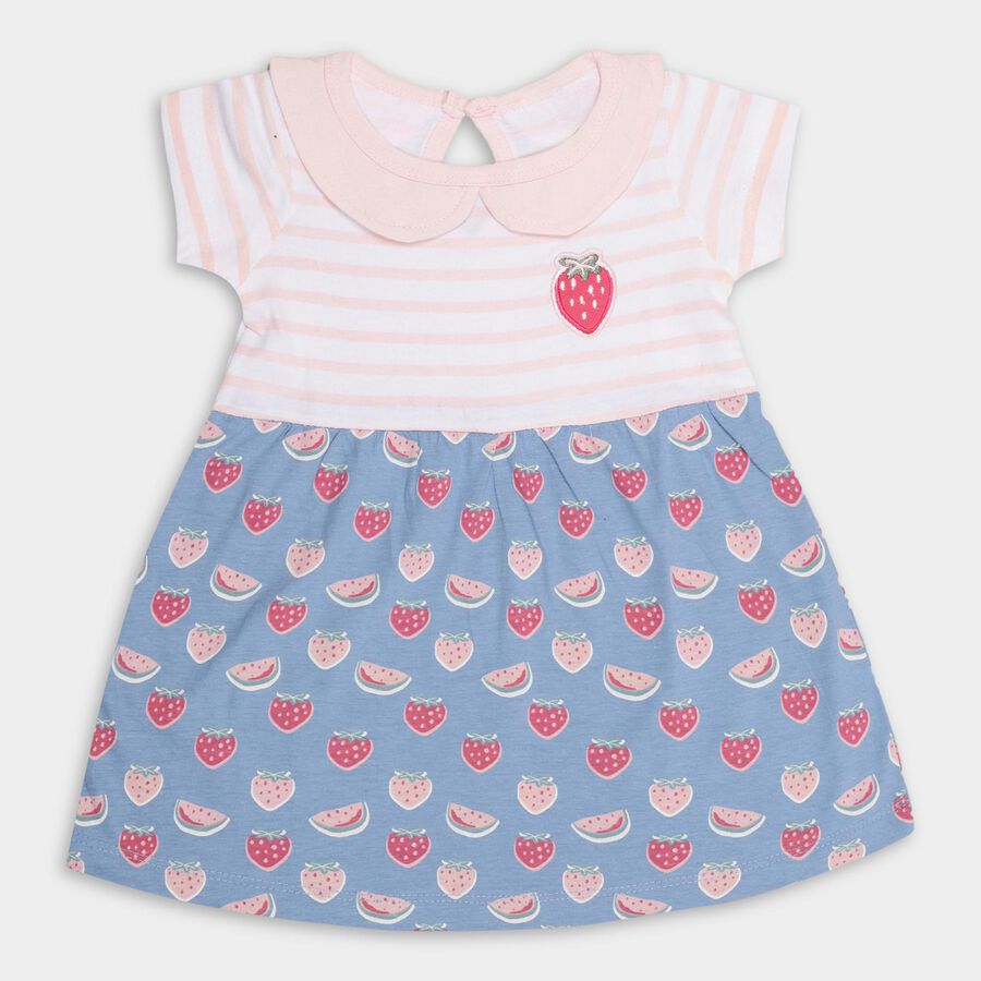 Infant Girls' 100% Cotton Frock , गुलाबी, large image number null