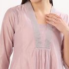 Women's Light Lavender Purple Round Neck Solid Kurta, Lilac, small
