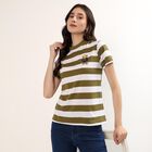 Women's Olive Round Neck Casual T-Shirt, Olive, small