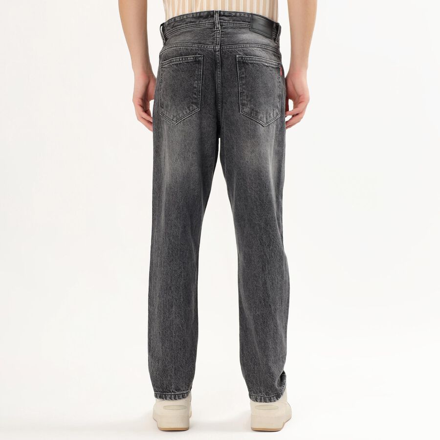 Men's Washed Black Straight Fit Jeans, हल्का ग्रे, large image number null