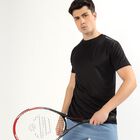 Men's Jet Black Crew Neck Athleisure T-Shirt, काला, small image number null