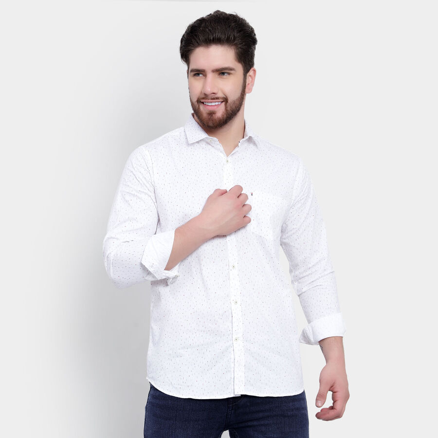 Printed Casual Shirt, White, large image number null