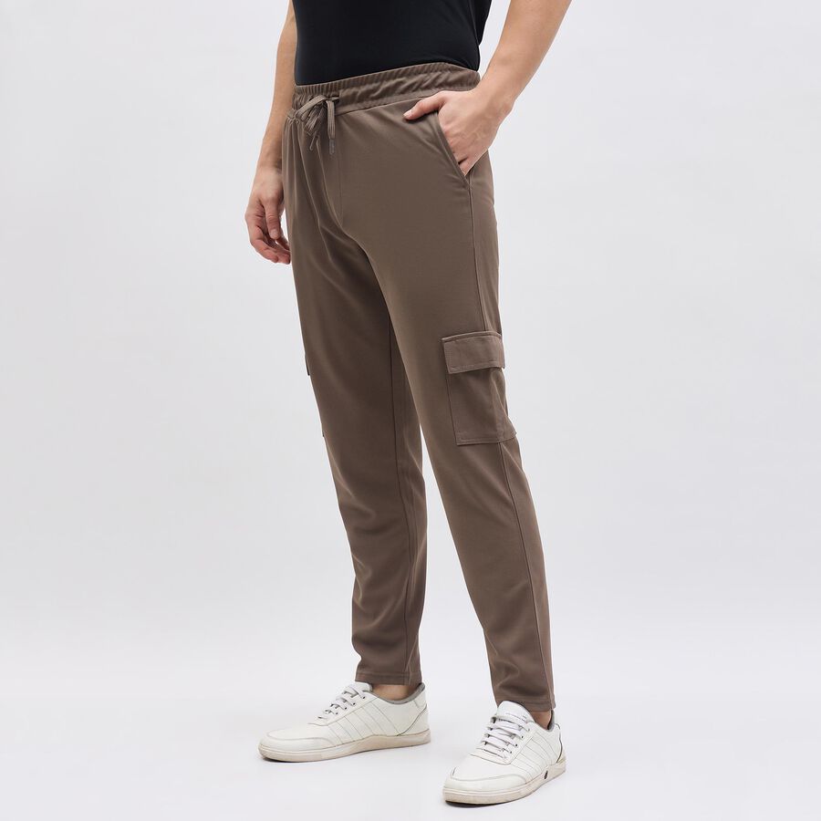 Men's Muted Brown Slim Fit Cargo Jogger, गहरा पीला, large