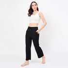 Women's Dark Black Regular Fit Star Printed Pyjama, काला, small