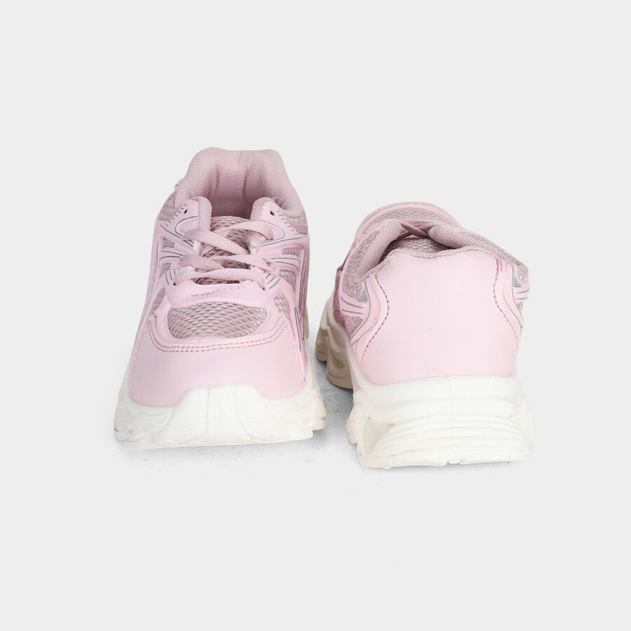 Girls' Pink Lace-Up Sneakers, Lilac, large