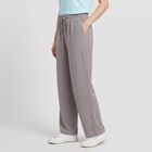 Women's Grey Wide Leg Drawstring Track Pants, Dark Grey, small