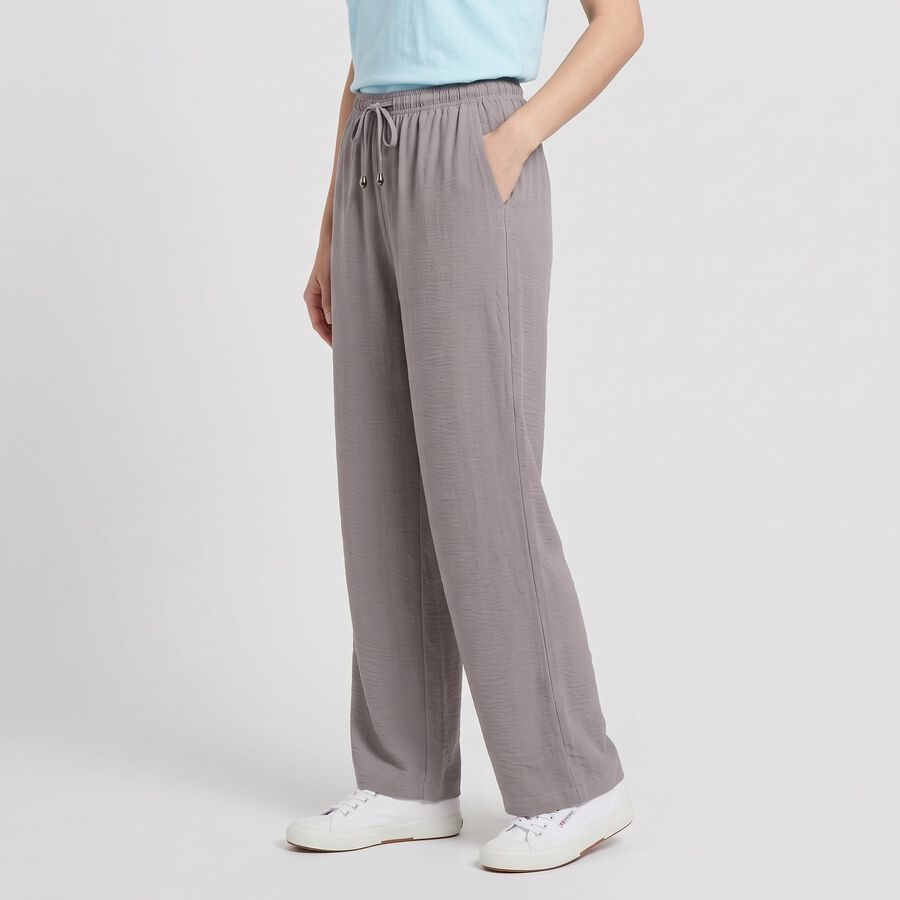 Women's Grey Wide Leg Drawstring Track Pants, Dark Grey, large