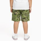 Boys' Muted Olive Green Printed Elastic Waist Bermuda Shorts, Olive, small image number null