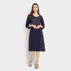 Printed 3/4Th Sleeves Kurta, Navy Blue, small image number null