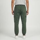 Men's Olive Green Regular Fit Cargo Jogger, गहरा हरा, small