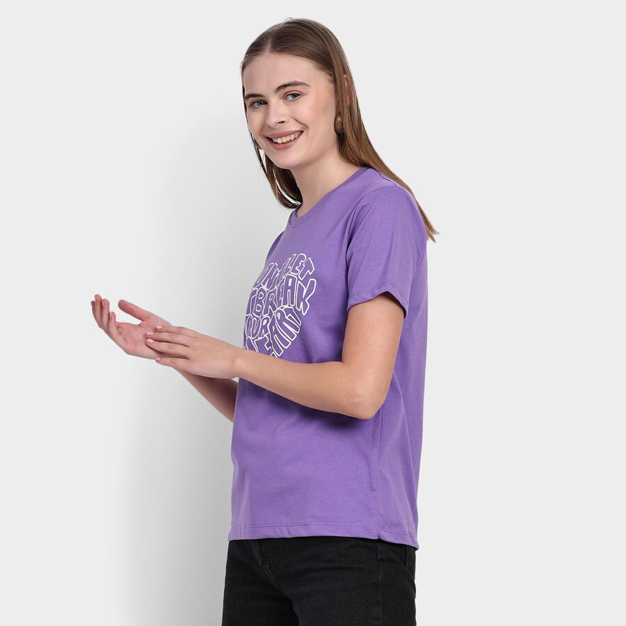 Ladies' Round Neck T-Shirt, Purple, large image number null