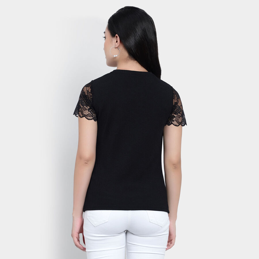Solid Round Neck T-Shirt, Black, large image number null